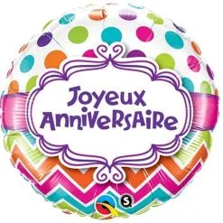 BALLON ALU MULTI "JOYEUX ANNIVERSAIRE" 45CM 18" QUALATEX