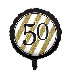 BALLON ALUMINIUM 50 ANS NOIR ET OR 43 CM