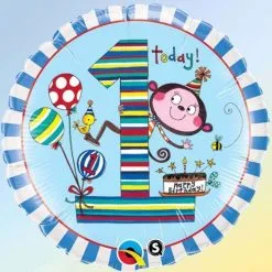 Ballon Aluminium Chiffre 1 Singe Rachel Ellen 18" 45 Cm Qualatex®