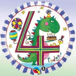 Ballon Aluminium Chiffre 4 Dinosaure Rachel Ellen 18" 45 Cm Qualatex®