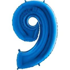 BALLON ALUMINIUM CHIFFRE 9 BLEU 14" 36 CM GRABO BALLOON®