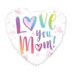 Ballon Aluminium Coeur "Love You Mom !" 18" 46 Cm Qualatex®