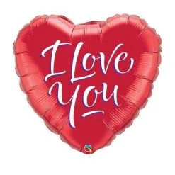 Ballon Aluminium Coeur Rouge "I Love You" 46 Cm 18" Qualatex®