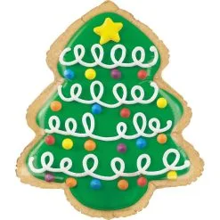 Ballon Aluminium Cookie Sapin De Noël 63 Cm 25" Grabo Balloons®