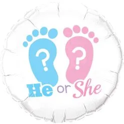 Ballon Aluminium Gender Reveal He Or She 18" 45 Cm Qualatex®