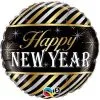 Ballon Aluminium Happy New Year Rayé Or Et Argent 18" 45 Cm Qualatex®