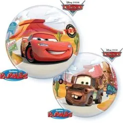BALLON BUBBLE CARS FLASH MCQUEEN ET MARTIN 56 CM 22" QUALATEX