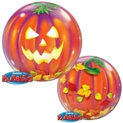 BALLON BUBBLE CITROUILLE JACK O'LANTERN 56 CM 22" QUALATEX