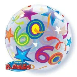 BALLON BUBBLE ÉTOILES "60" 56 CM 22" QUALATEX