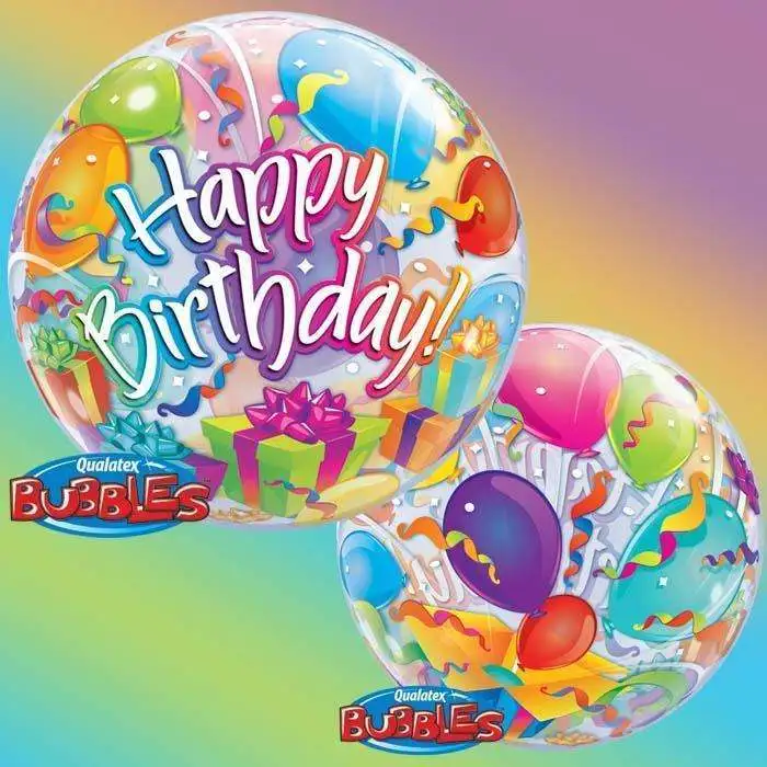 BALLON BUBBLE FÊTE SURPRISE "HAPPY BIRTHDAY" 56 CM 22" QUALATEX 1 BALLON BUBBLE FÊTE SURPRISE "HAPPY BIRTHDAY" 56 CM 22" QUALATEX