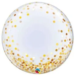 BALLON DECO BUBBLE CONFETTIS OR 24" 61CM QUALATEX®