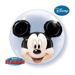 BALLON DOUBLE BUBBLE TETE MICKEY MOUSE 61 CM 24" QUALATEX