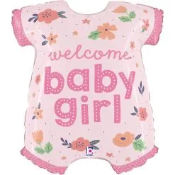 Ballon En Aluminium Body Rose "Welcome Baby Girl" 78 Cm 31" Grabo Balloons®