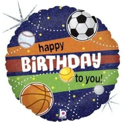 Ballon En Aluminium Sports Happy Birthday To You ! 45 Cm 18" Grabo Balloons®
