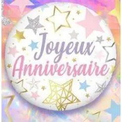 BALLON FOIL 45 CM JOYEUX ANNIVERSAIRE ÉTOILES