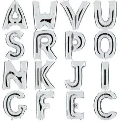 BALLON METALLISE ARGENT LETTRE AU CHOIX 102CM