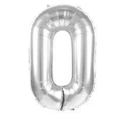 Ballon Mylar Argent Chiffre 0 - 36 Cm