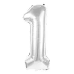 Ballon Mylar Argent Chiffre 1 - 36 Cm