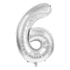 Ballon Mylar Argent Chiffre 6 - 36 Cm