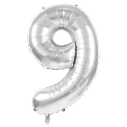 Ballon Mylar Argent Chiffre 9 - 86 Cm