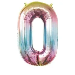 Ballon Mylar Irisé Multicolore Chiffre 0 - 86 Cm