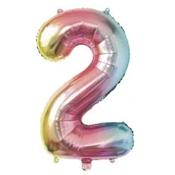 Ballon Mylar Irisé Multicolore Chiffre 2 - 36 Cm