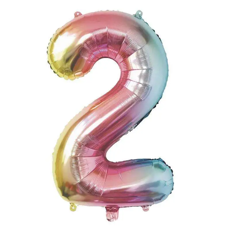 Ballon Mylar Irisé Multicolore Chiffre 2 - 36 Cm 1 Ballon Mylar Irisé Multicolore Chiffre 2 - 36 Cm