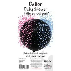Ballon Noir Gender Reveal Avec 2 Sachets De Confettis
