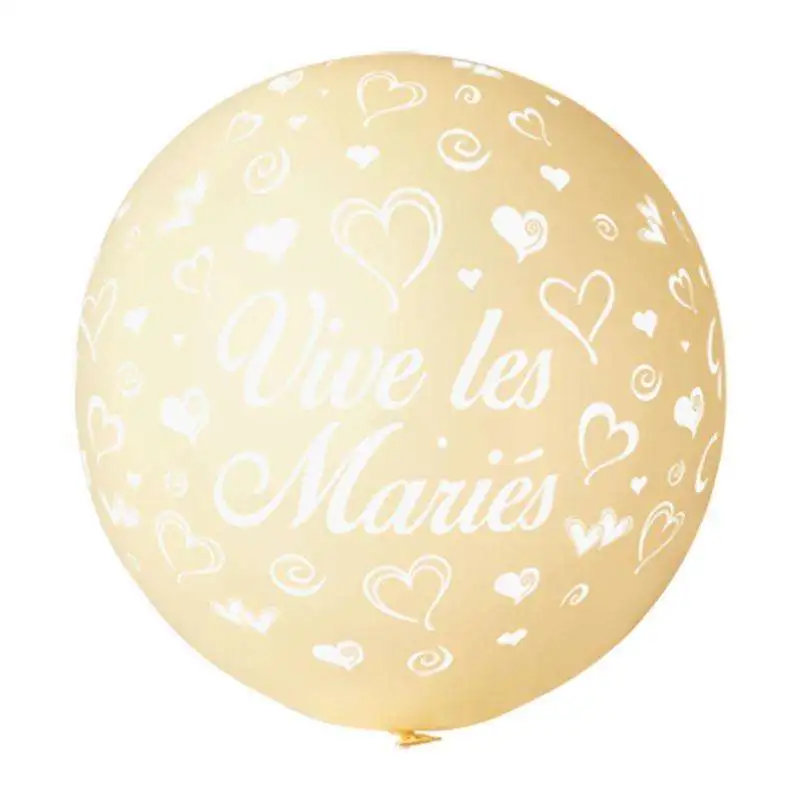 BALLONS VIVE LES MARIES IVOIRE IMPRESSION BLANCHE TOUT AUTOUR DIAMETRE 1 BALLONS VIVE LES MARIES IVOIRE IMPRESSION BLANCHE TOUT AUTOUR DIAMETRE