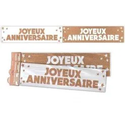 BANNIERES JOYEUX ANNIVERSAIRE PAILLETTEES CUIVRE