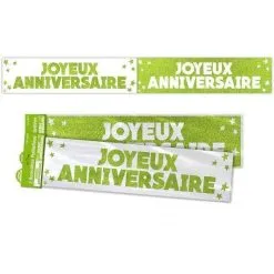 BANNIERES JOYEUX ANNIVERSAIRE PAILLETTEES VERT