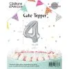 BOUGIE BALLON TOPPER ARGENT CHIFFRE 4
