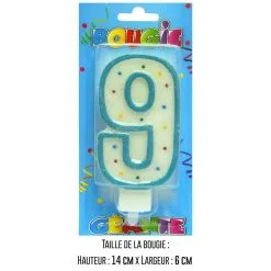 BOUGIE BLISTER GÉANTE BLEUE CHIFFRE 9