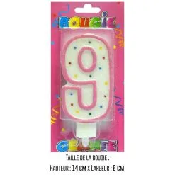 BOUGIE BLISTER GÉANTE ROSE CHIFFRE 9