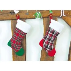 Chaussette De Noël Tartan 42 Cm