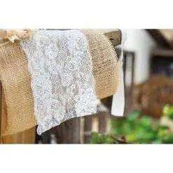 Chemin De Table En Jute Naturelle Avec Dentelle 28 Cm X 3 Mètres