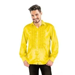 Chemise Adulte Disco Satin Jaune