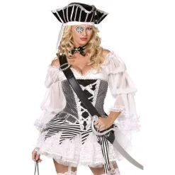 Smiffys Costume Femme Fever Pirate Noir Et Blanc