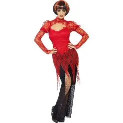 Smiffys COSTUME VAMPIRE FEMME SEXY DENTELLE ROUGE ET NOIR