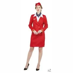 Déguisement Adulte Hôtesse De L'air Rouge Femme