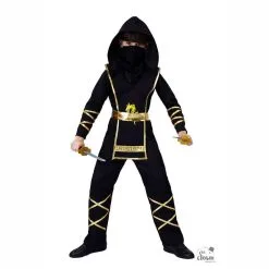 Déguisement Enfant Ninja Noir Et Or Garçon