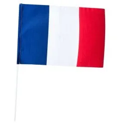DRAPEAU FRANCE TISSU 30x40CM HAMPE 60CM