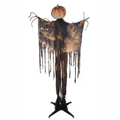 Épouvantail Citrouille Animé Sur Pied 185 Cm