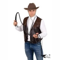 Gilet Adulte En Simili-cuir Marron Sans Manche