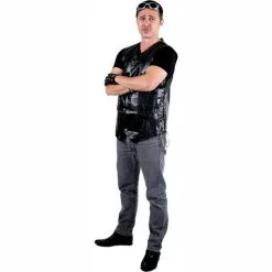 Gilet De Biker En Simili Cuir Noir