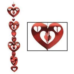 GUIRLANDE A SUSPENDRE COEURS ROUGE HOLOGRAPHIQUES