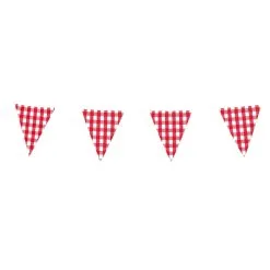 Guirlande En Tissu Vichy Rouge Et Galon Vintage 3 Mètres