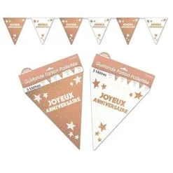 GUIRLANDE FANION JOYEUX ANNIVERSAIRE PAILLETTEE CUIVRE
