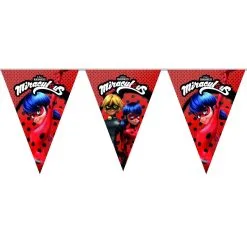GUIRLANDE FANIONS MIRACULOUS™ CHAT NOIR ET LADYBUG™ 360 CM