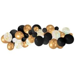 Kit De 50 Ballons Noirs Et Or Pour Guirlande